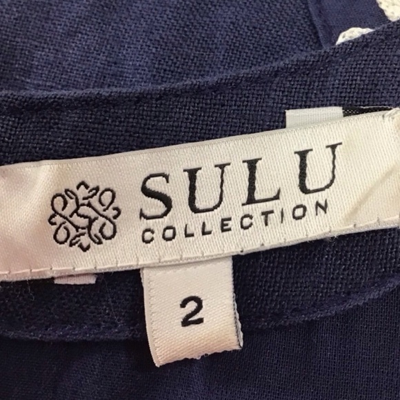 Sulu Collection Boho Navy Blue Embroidered Linen Lined Maxi Dress Size 2 - Picture 6 of 7